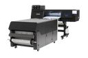 Brother DTRX100 direct-to-film printer with its adhesive curing unit, 45-degree view